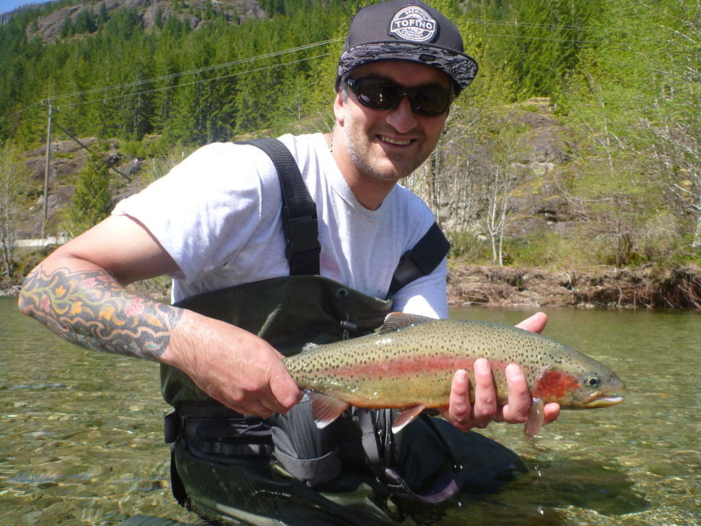 First Rainbow on the fly with a fly I tied myself stoked