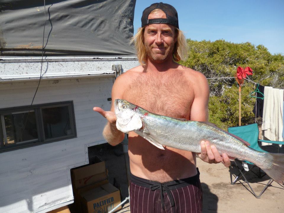 When Pat caught a Corvina in Mexico while standing on the beach